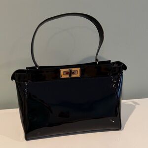 St. John Black Patent Shoulder Bag